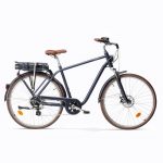 ELEKTRISCHES STADTFAHRRAD ELOPS 900 HIGH FRAME MARINEBLAU